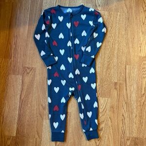 Modern moments sleeper romper pajama valentines hearts blue white red 2T NWOT